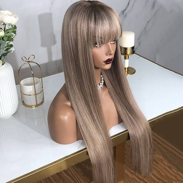 cut bangs lace front wig