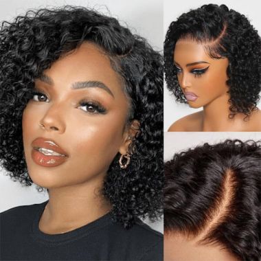 Kinky Curly Bob Wig Lace Front Wig Human Hair