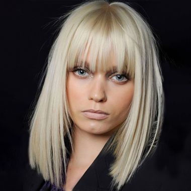 Silky Straight Lace Front Bob Wigs with Bangs