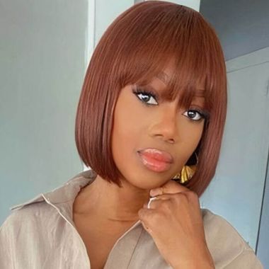 Wear and Go Wigs Bob Wig With Bangs Lace Closure Human Hair Wig