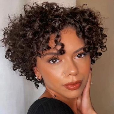 Idefine Glueless Afro Curly Wigs Pixie Cut Wig 5x5 Closure Lace Wig Human Hair