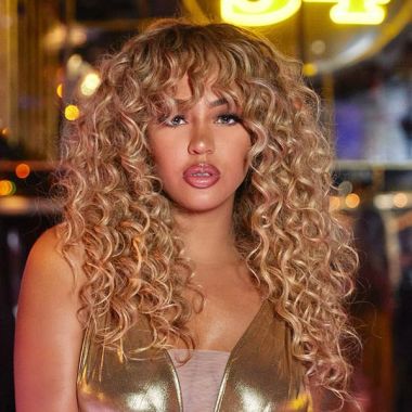 Loose Deep Curly Lace Front Wigs with Bangs Human Hair