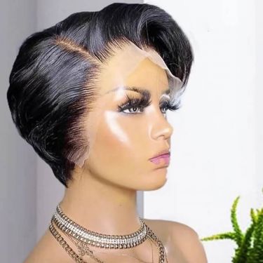 Short Pixie Cut Wig Straight Side Part Bob Wig Lace Front Human Hair Wigs