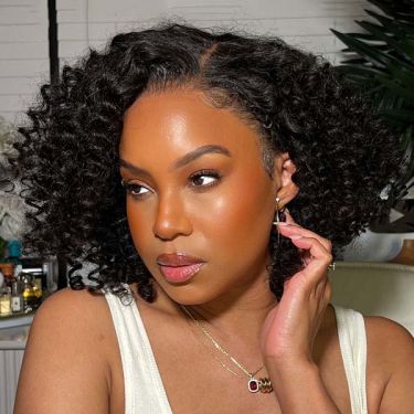 Wand Curls Glueless Bob Wigs Human Hair Lace Wig With Natural Edges Hairline