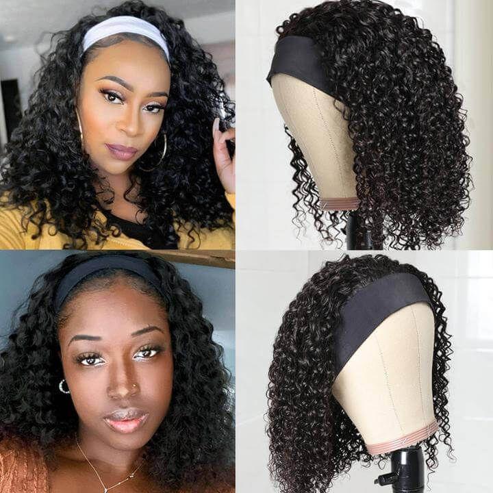 Human Hair Headband Wigs with Bangs